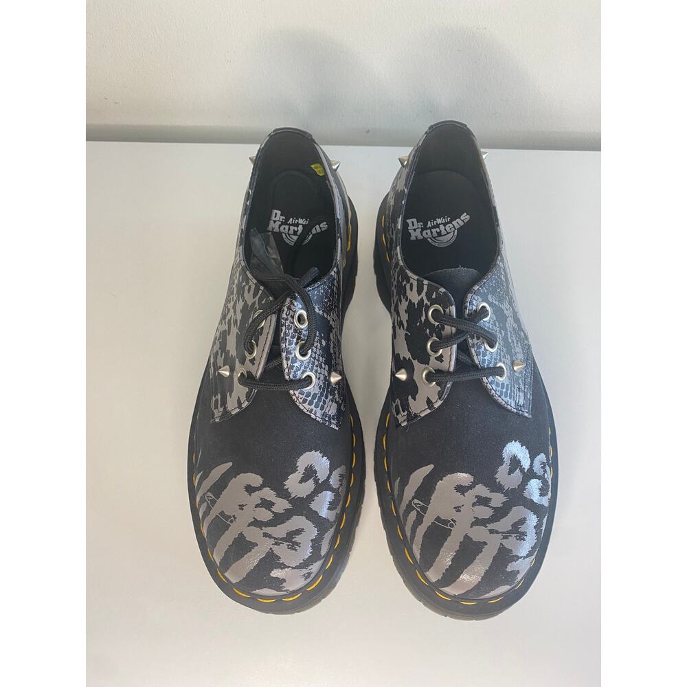 DR MARTENS 1461 Quad Animal Clash Studded Platform Shoe Size W9 M8 Black Gray - Picture 6 of 12